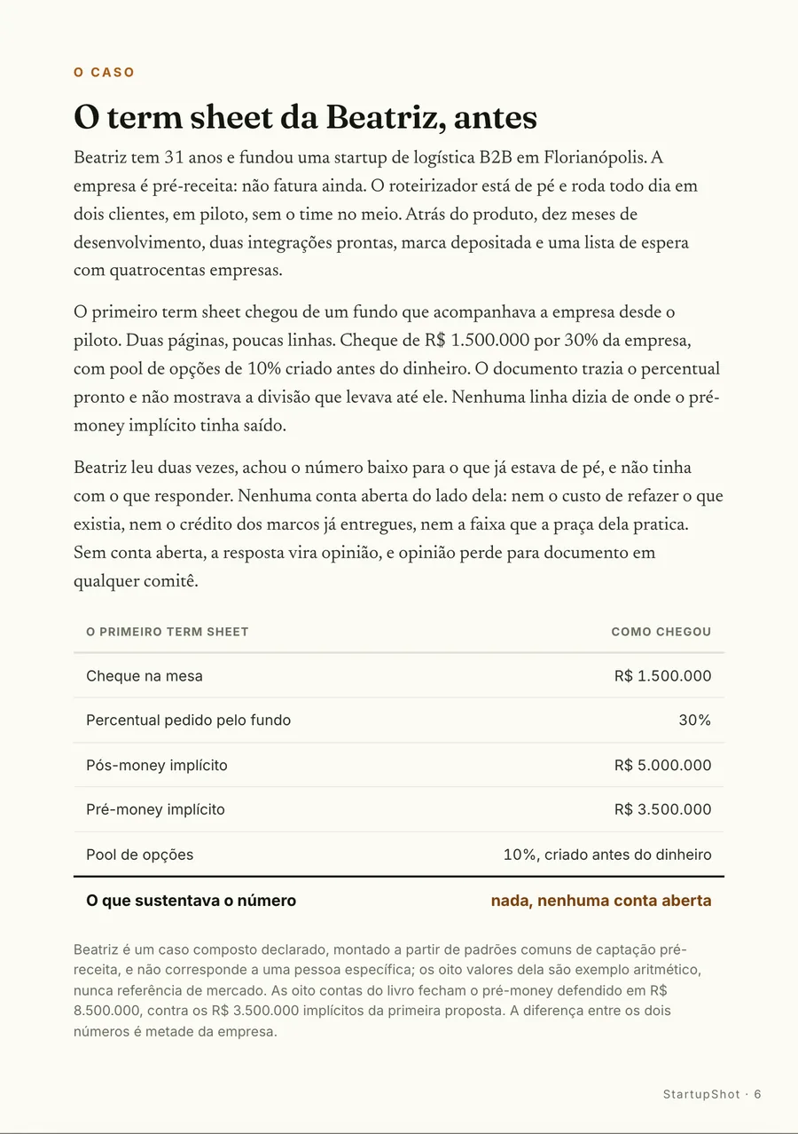 O caso: O term sheet da Beatriz, antes: 30% pedidos com nenhuma conta atrás do número
