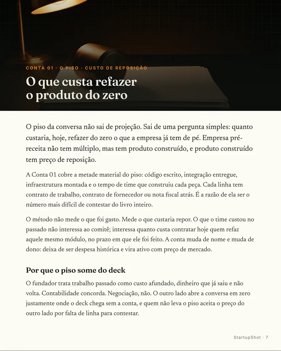 Abertura de conta: Cada conta abre em cena, com o método nomeado e a razão de a linha sumir do deck